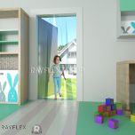 Plastic strip curtain for school and nursery - child safe free flow curtain